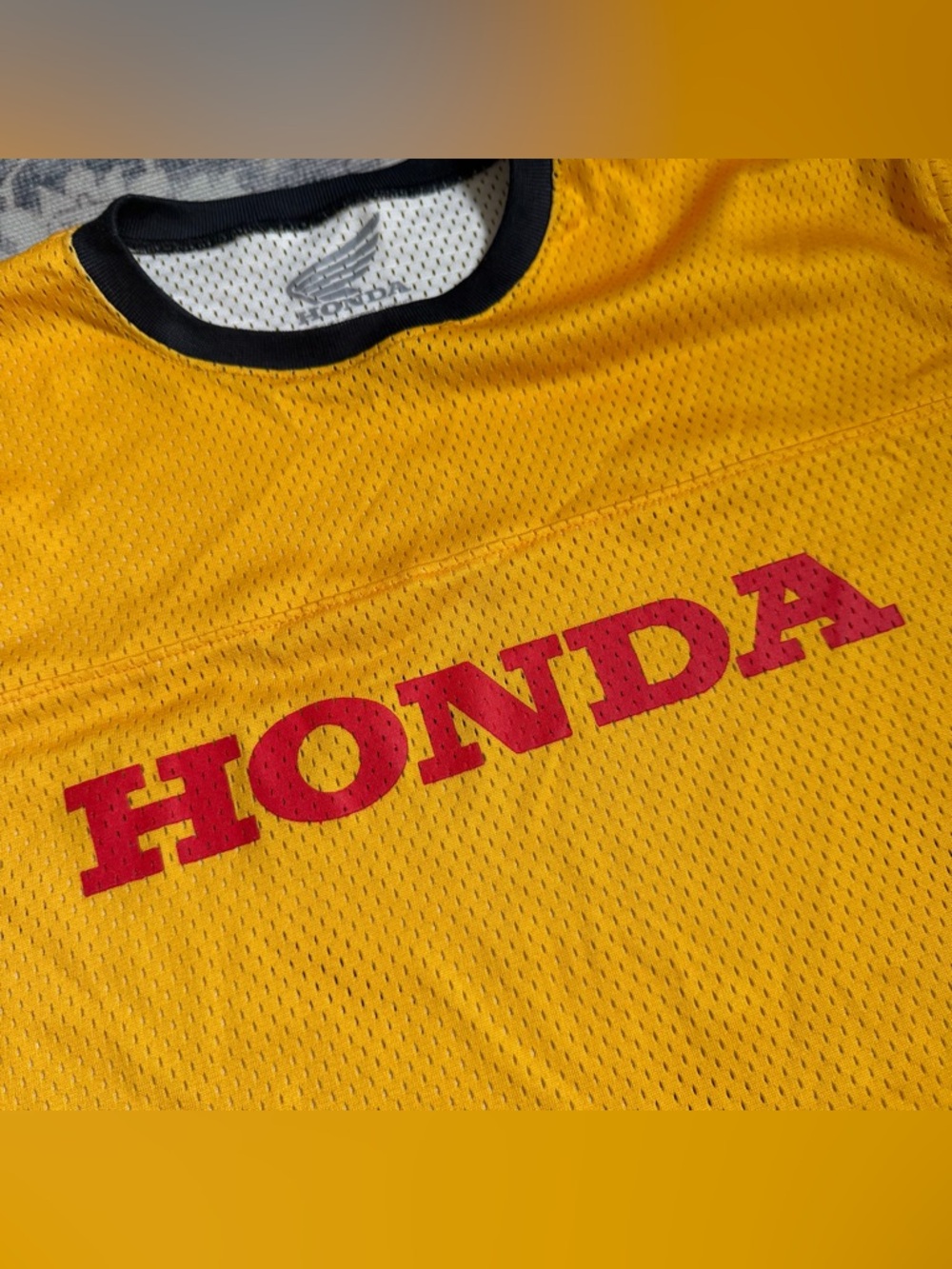 Honda Men’s Retro Mesh Racing Jersey Classic Logo Sz M Golden Long Sleeve GUC - Picture 3 of 8